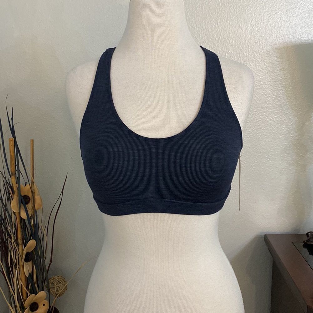 RPM Whitney Blix Bra Blue Ribbed Racerback Training Sports Bra Size Small - Picture 2 of 11